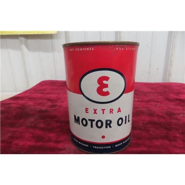 Esso with Only Letter E Extra Motor Oil Quart Can with Product 