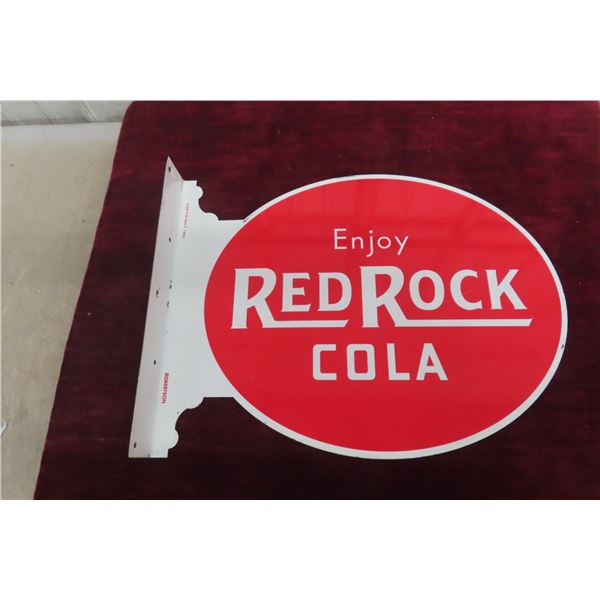 Enjoy Red Rock Cola Metal 2 Sided Flange Copyright 1955 17 1/2'' 