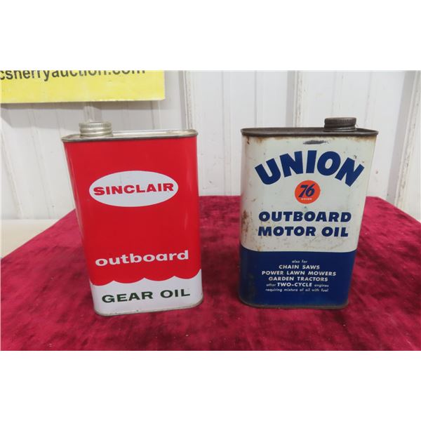 2 Outboard Motor Oil Quart Cans (1) Sinclair, (1) Union