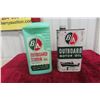 Image 1 : 2 BA Outboard Oil Quart Cans (1) Plastic, (1) Metal 