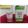 Image 1 : 2 Outboard Oil Cans (1) Texaco Quart, (1) Scott 20oz with Product 
