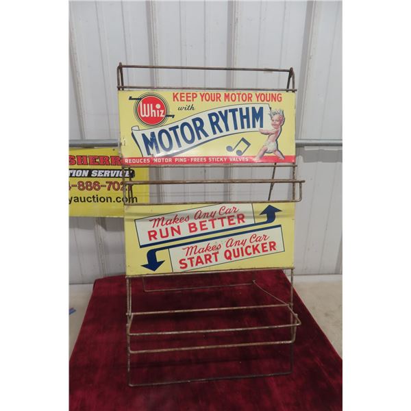 Whiz Motor Rhythm Additive Can Rack 2 Tier 2 Signs 26'' High x 15'' Wide