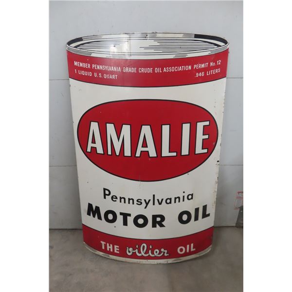 Vintage Amalie Pennsylvania Motor Oil Diecut Tin Sign, Large and In 