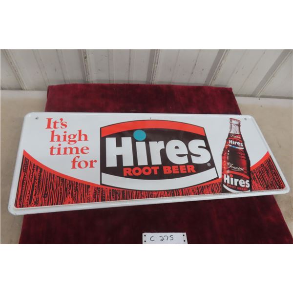 Vintage Hires Root Beer Metal Tin Embossed Sign 11 1/2'' x 30'' 