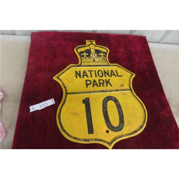 National Park 10 Highway Route Marker Sign 1950s Heavy Metal 