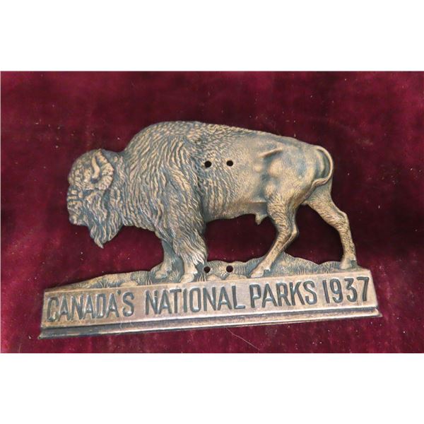 Canadian National Parks 1937 Grill Badge or Vehicle Pass, 
