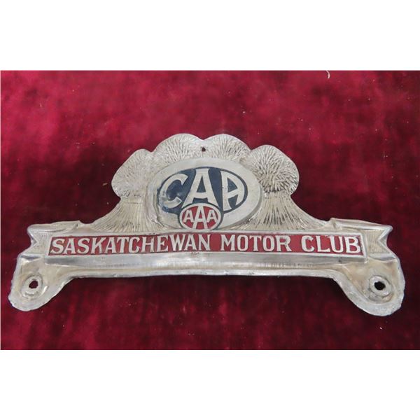 CAA Saskatchewan Motor Club License Plate Topper Aluminum with 