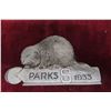 Image 1 : Saskatchewan 1933 Provincial Park Beaver Aluminum Badge 3'' x 