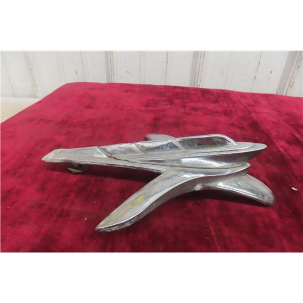Plymouth 1950s Chrome Hood Ornament Flying Ship or May Flower 10 1/2" Long