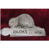 Image 1 : Saskatchewan 1934 Provincial Park Beaver Badge Aluminum 3'' x 