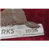 Image 4 : Saskatchewan 1935 Provincial Park Pass Beaver Badge Aluminum