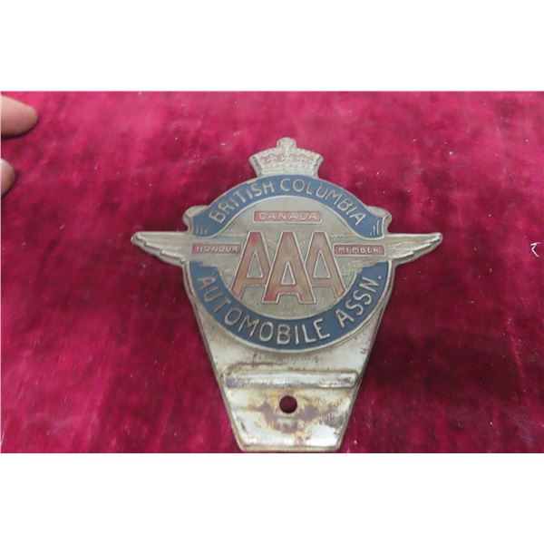 British Columbia Auto Association Honour Member Car Badge 