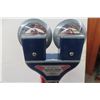 Image 10 : Vintage Double Head Parking Meter on Stand 5¢, 10¢, 25¢ Nickel a