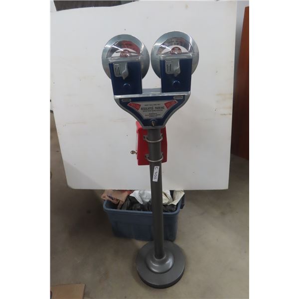 Vintage Double Head Parking Meter on Stand 5¢, 10¢, 25¢ Nickel a