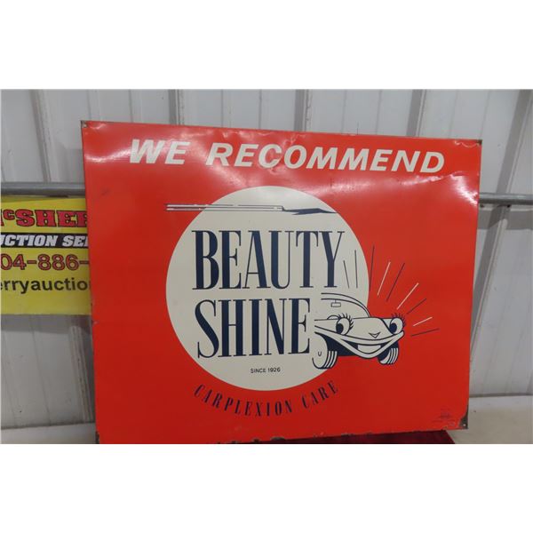 Vintage Beauty Shine Carplexion Care Metal Sign 1960s? 29 1/2'' x 23 