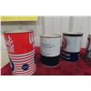 Image 8 : 6 Oil Quart Cans with Product: Havoline, Woodwards, Genuine Red 