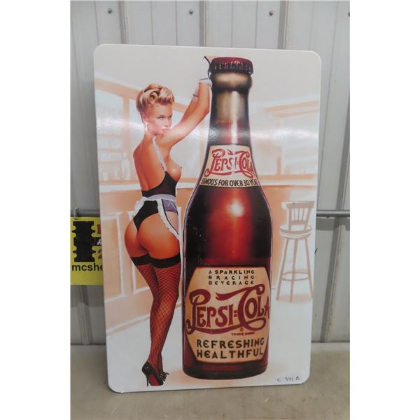 Fantasy Enamel Pepsi Sign with Sexy French Maid 25'' x 40'' Probably