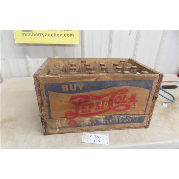 Pepsi Wood Crate Double Dot with 23 Bottles, Time Period with 