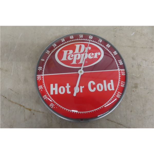 Dr Pepper Thermometer 12'' Diameter Glass Lens 1950s 