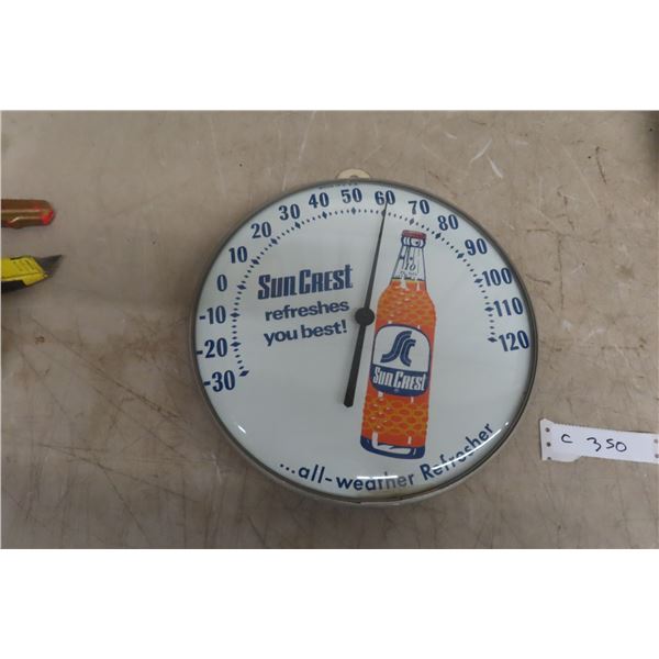Suncrest Thermometer 12'' Diameter Glass Lens 1950s 