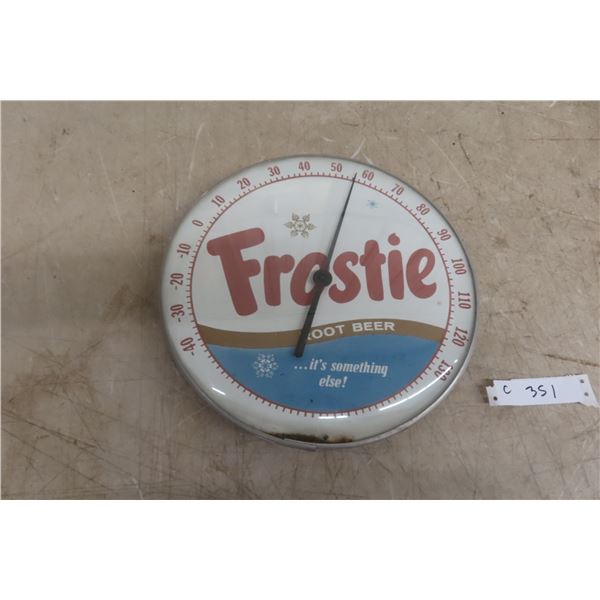 Frostie Root Beer Thermometer 12'' Diameter Glass Lens 1960s 