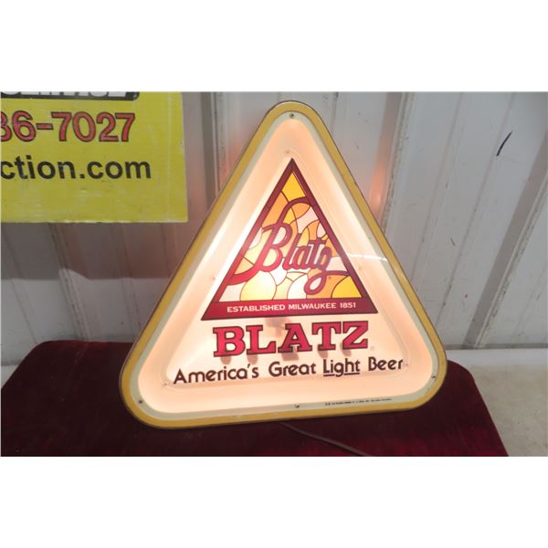Blatz Light Up Beer Sign Working 16'' x Up to 15'' 1980s 
