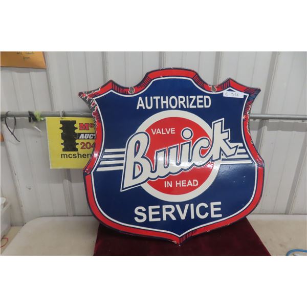 Buick Shield Shaped Porcelain 2 Sided Sign 28'' x 29'' Modern