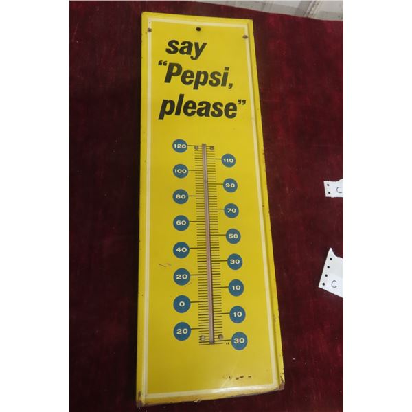 Pepsi Thermometer Metal with Bulb 1960s 7 1/4'' x 22'' 