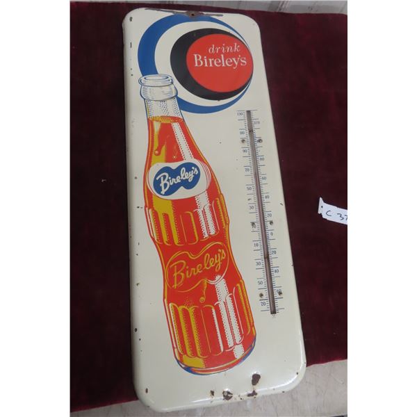 Bireleys Metal Thermometer with Bulb 1940s 9 1/2'' x 25 1/2'' 