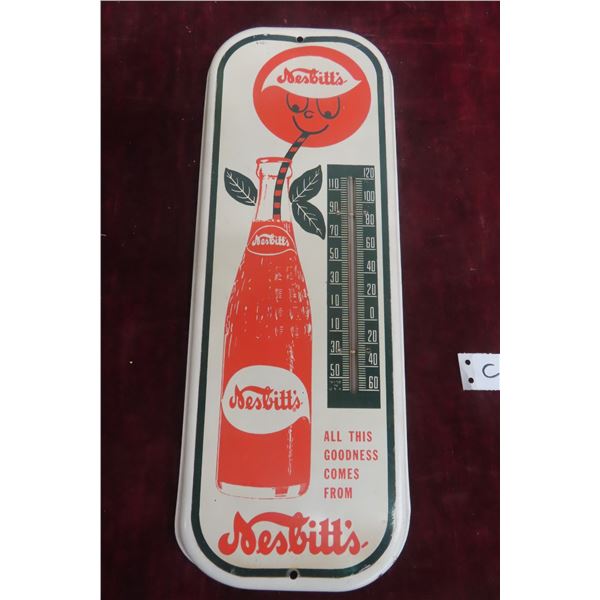 Nesbitts Metal Thermometer with Bulb 1950s/60s 6'' x 16'' 