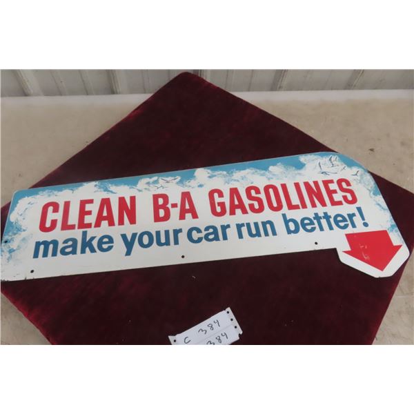 Vintage BA Clean Gasolines 2-Sided Metal Sign 11 1/2'' x 29 1/2'' 