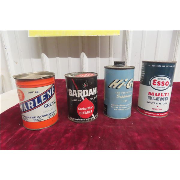 4 Service Station Cans, All with Product: Marlene 1lbs Grease Can,