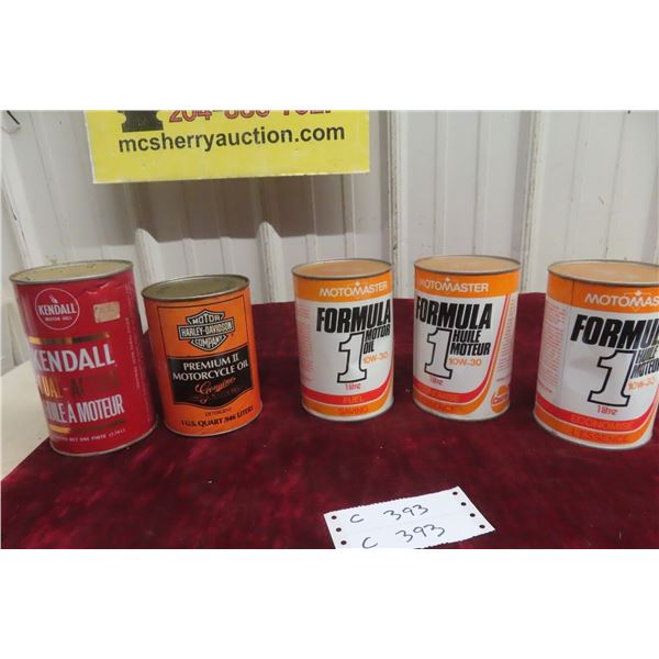 5 Oil Quart Cans: (3) Formula 1 10W30  with Product, Harley Davidson