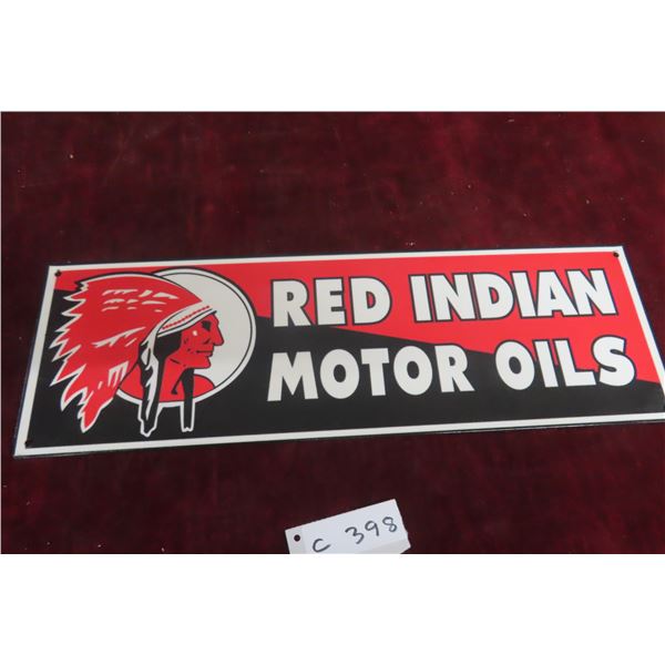 Red Indian Motor Oil Metal Sign 6'' x 18'' Modern Reproduction 