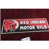 Image 1 : Red Indian Motor Oil Metal Sign 6'' x 18'' Modern Reproduction 