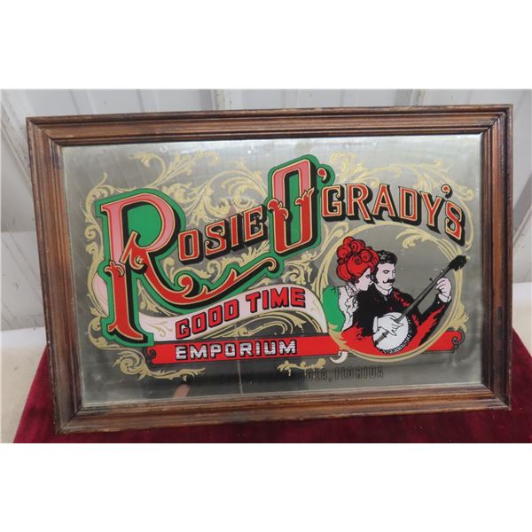 Vintage Framed Mirrored Rosie O'Gradys Emporium 14'' x 21'' 