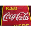 Image 3 : Coca Cola Iced Here Porcelain 2 Sided Flange 1949. 17'' x 19'' Good