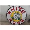 Image 1 : White Rose Porcelain Dealership 2 Sided Sign 48'' Diameter 