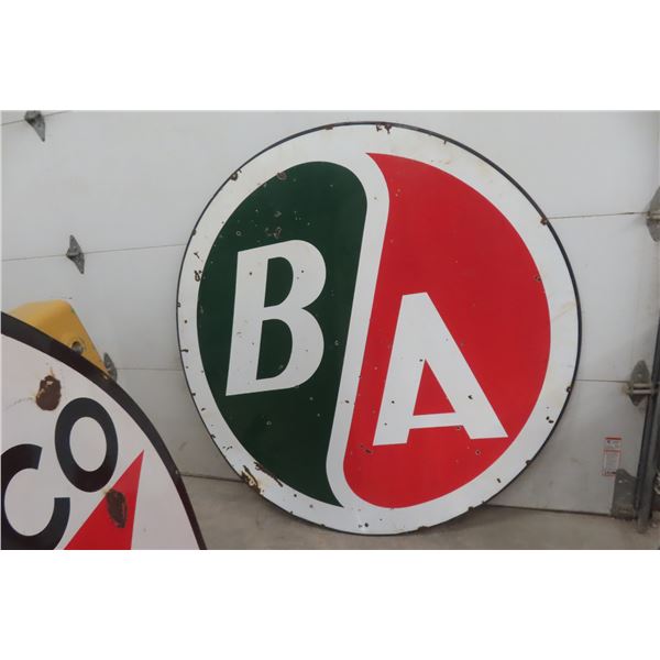 B/A Porcelain 2 Sided Dealership Sign 66'' Diameter 1950s/ 