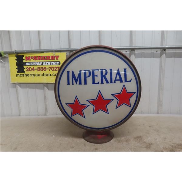 Vintage 1930s/40s Imperial 3 Star Gasoline Pump Globe 16" Diameter