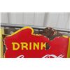 Image 2 : Coca Cola Drink Here 2 Sided Porcelain Flange 1940s 17'' x 20'' 