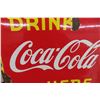 Image 3 : Coca Cola Drink Here 2 Sided Porcelain Flange 1940s 17'' x 20'' 