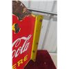 Image 6 : Coca Cola Drink Here 2 Sided Porcelain Flange 1940s 17'' x 20'' 