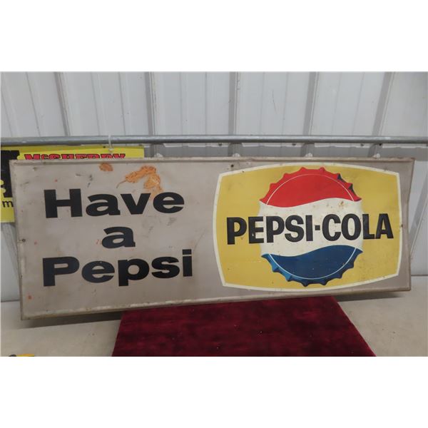 Pepsi Cola Metal Tin Sign 1965 17'' x 47 1/2'' 