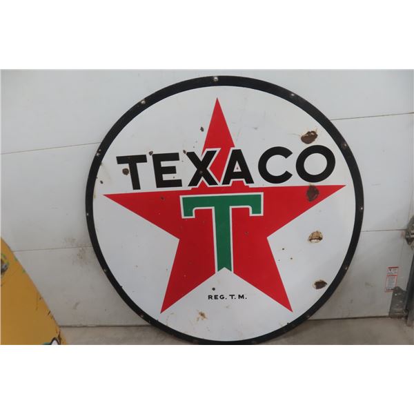 Texaco Porcelain 2 Sided Dealership Sign 60'' Diameter 1940s or 50s 