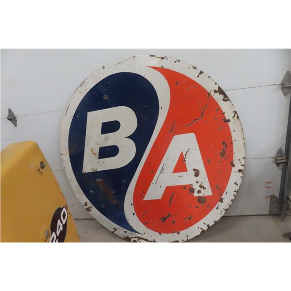 BA Porcelain 2 Sided Dealership Sign 1960s 65 1/2'' Diameter 