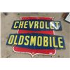 Image 1 : Chevrolet Oldsmobile Dealership 2pce Porcelain Sign Diecut Shield