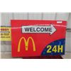 Image 1 : McDonalds Welcome 24hour Fiberglass Sign 24'' x 37'' 