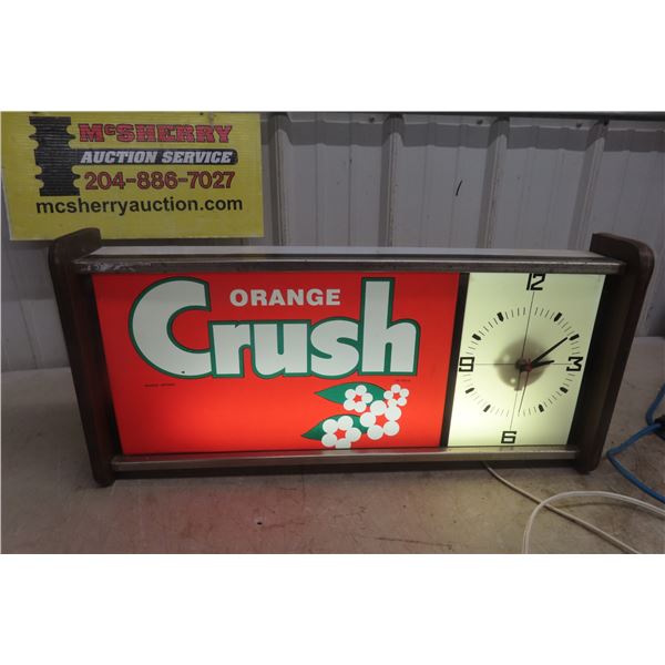 Orange Crush Light Up Clock Working 14'' x 28'' 