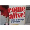 Image 4 : Pepsi Cola Come Alive Cardboard Sign 1960s 22'' x 32'' 